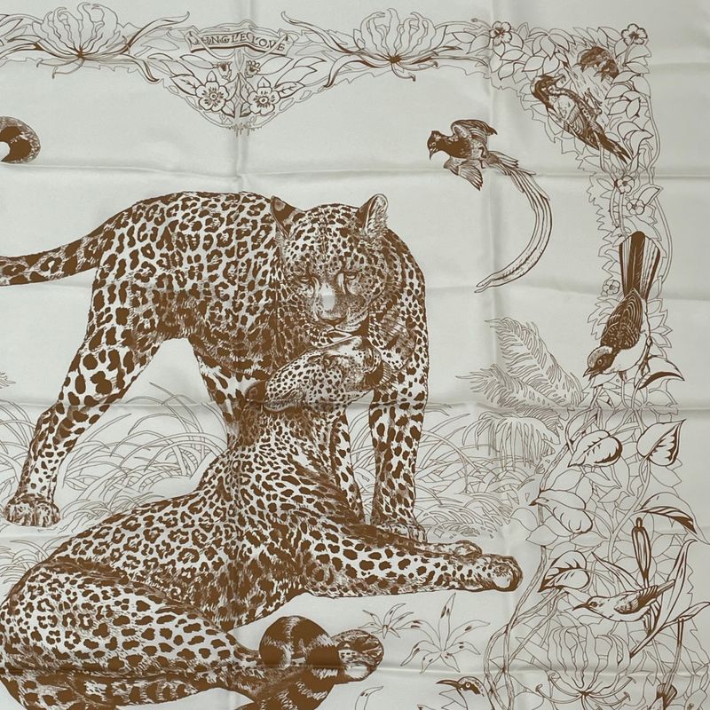 Hermes Scarf Carre 90 DIP DYE Jungle LOVE Jungle Love Silk White