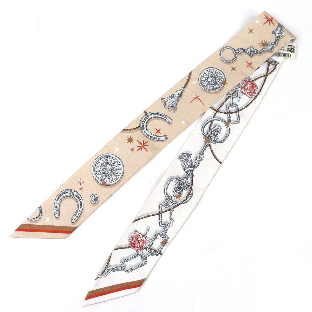 Hermes Twilly Sera Fete Silk Beige Rose Caramel White Scarf Recommended — view 3