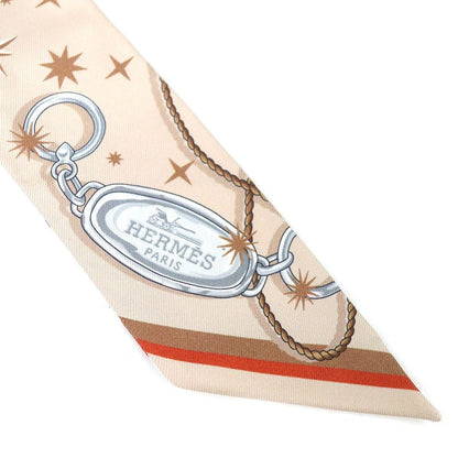 Hermes Twilly Sera Fete Silk Beige Rose Caramel White Scarf Recommended — view 4