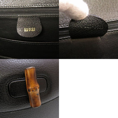 Gucci Bamboo Leather Black 000 2113 0633 Handbag Bag Black 0187 Gucci