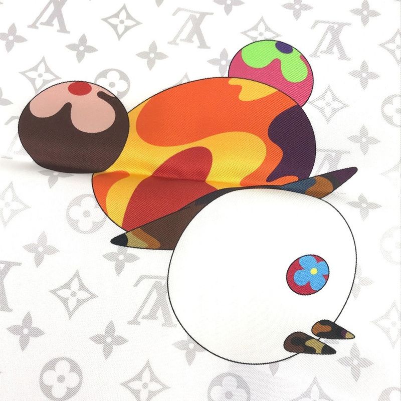 Louis Vuitton Scarf Monogram Superflat Characters Square 70 M96273 Silk Bronze