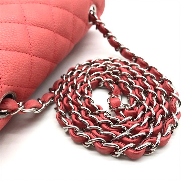 Chanel CC Logo Turnlock Soft Caviar Mini Quilted Chain Shoulder Bag Pink