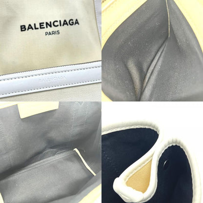 Balenciaga Tote Bag Navy Cabas S 339933 Canvas/leather White