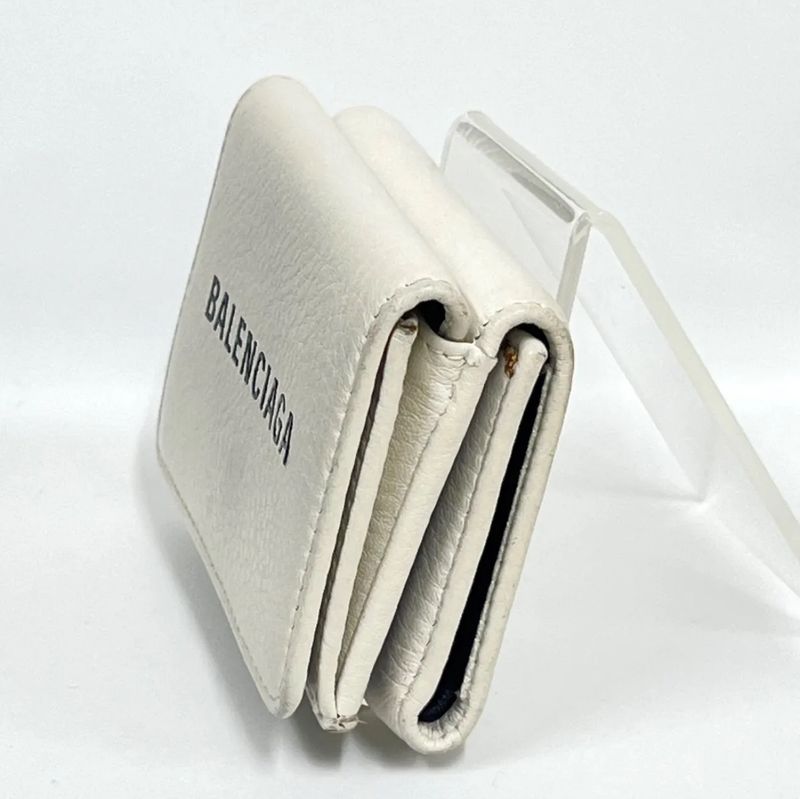 Balenciaga Trifold Wallet Compact Wallet Leather White 30ka510