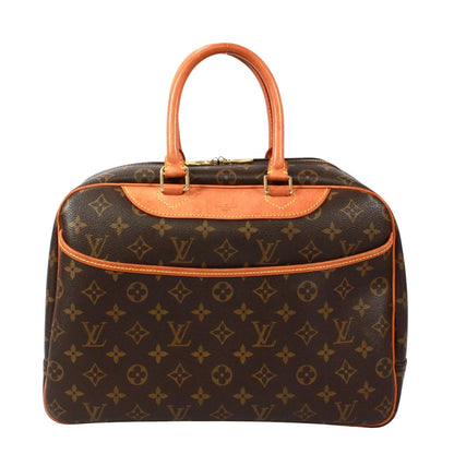Louis Vuitton Deauville Bowling Vanity Monogram Leather Brown Handbag Gold