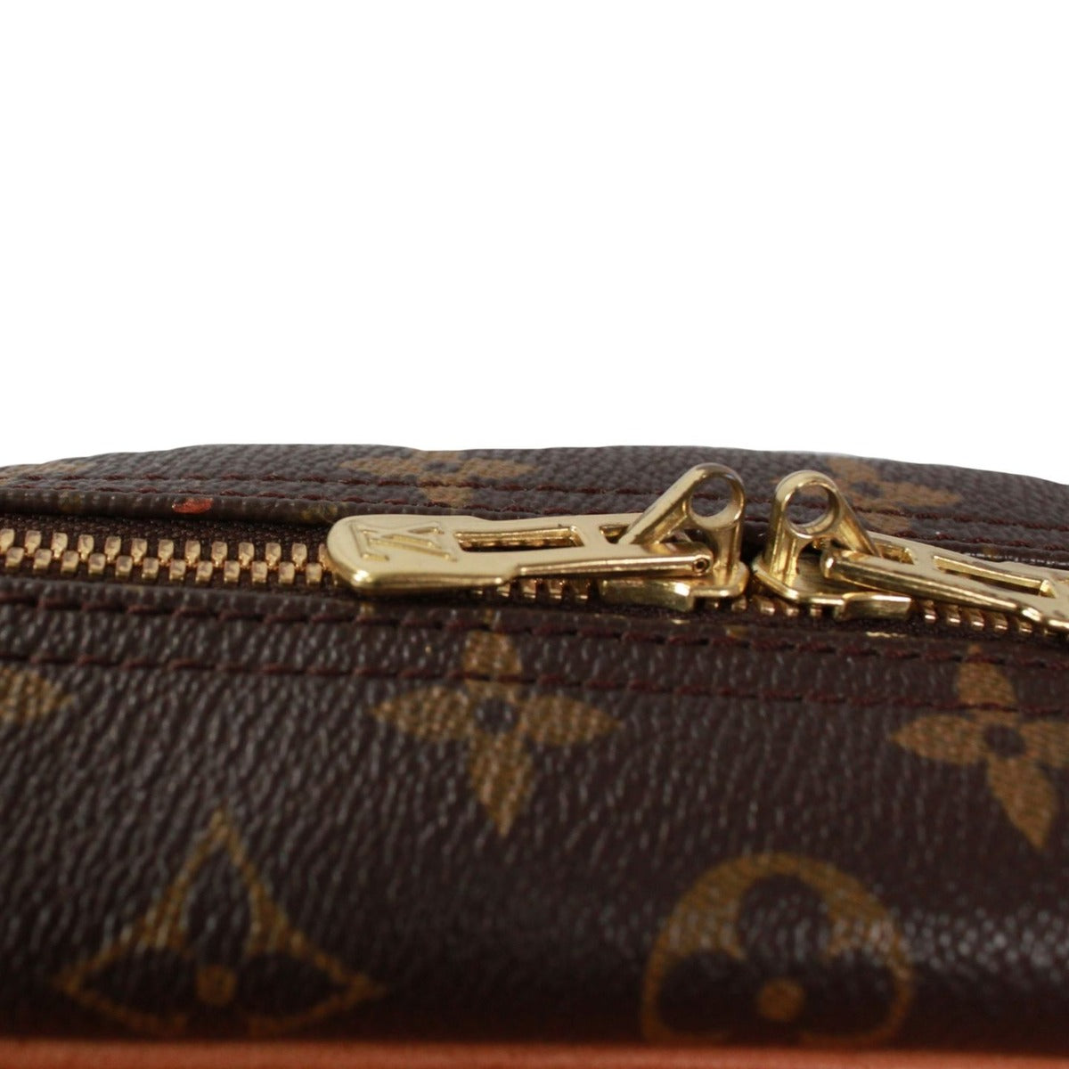 Louis Vuitton Deauville Bowling Vanity Monogram Leather Brown Handbag Gold — view 13
