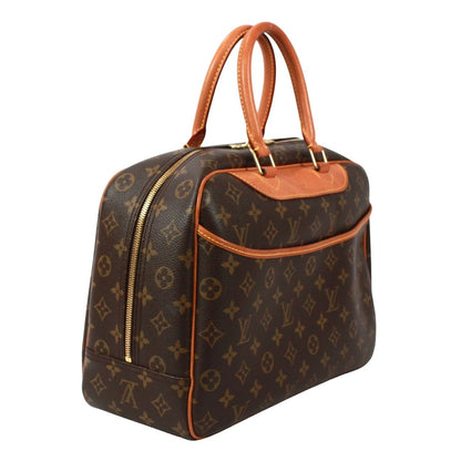Louis Vuitton Deauville Bowling Vanity Monogram Leather Brown Handbag Gold — view 2