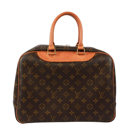 Louis Vuitton Deauville Bowling Vanity Monogram Leather Brown Handbag Gold — view 3