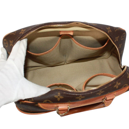 Louis Vuitton Deauville Bowling Vanity Monogram Leather Brown Handbag Gold — view 7