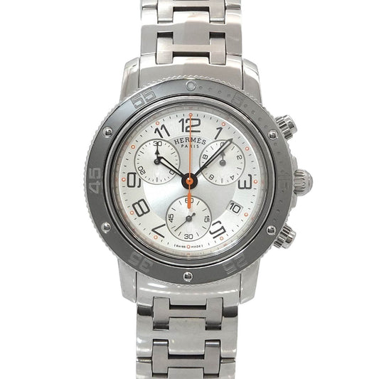 Hermes Clipper Diver Chronograph Cp2 410 Boys Watch Date Silver Quartz