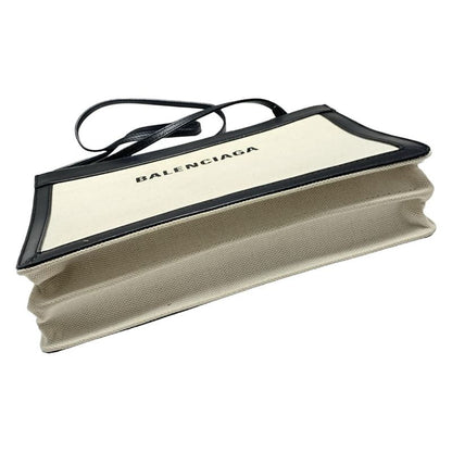 Balenciaga Shoulder Bag Navy Pochette 339937 Ivory And Black Leather