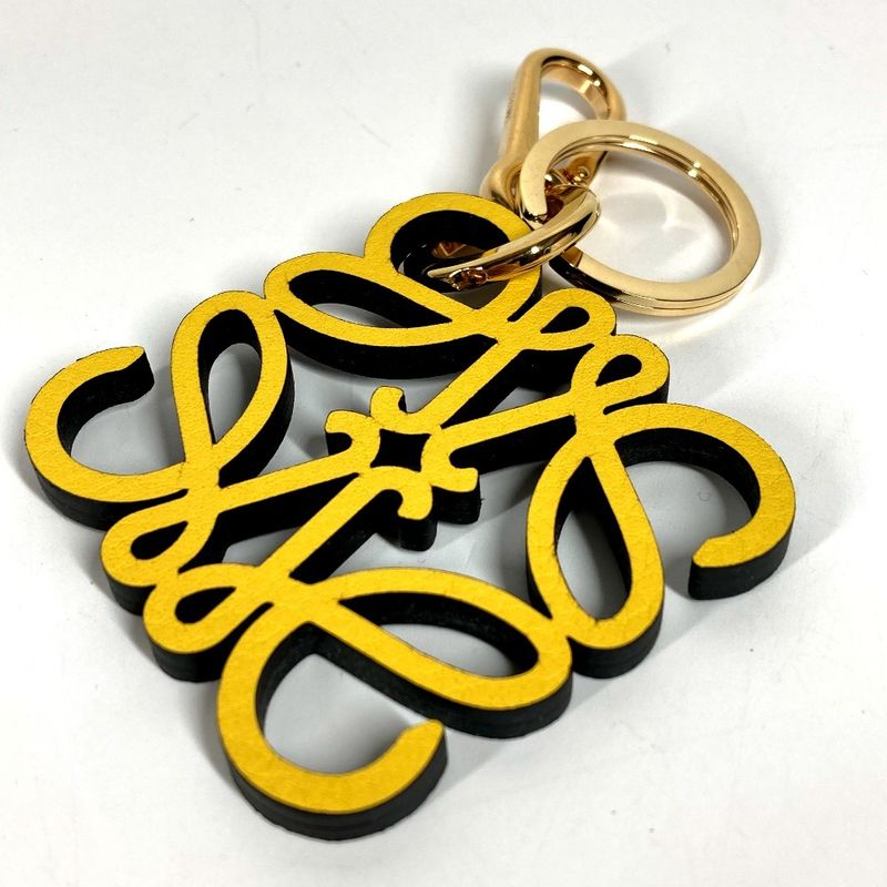 Loewe Key Holder Anagram Charm In Calf C821232x06 Leather Yellow