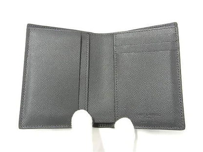 Saint Laurent Leather Bifold Wallet Men Women Grayish Aw1873