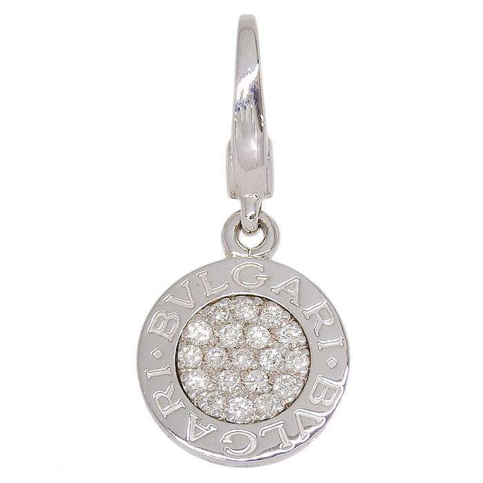 Bvlgari Diamond Pendant Top 18K White Gold 750 White Gold Diamond Charm