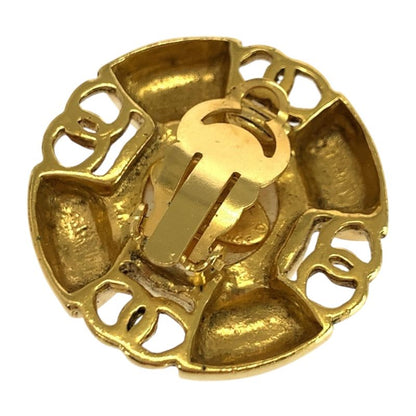 Chanel Faux Pearl Coco Mark Gold White Plated/faux Pearl Earrings 93 Engraved A