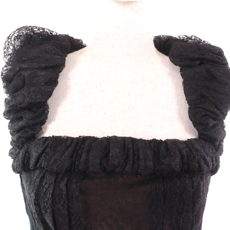 CHANEL 09C P34753 Little Black Dress Coco Mark Zip With Rhinestones Full Lace