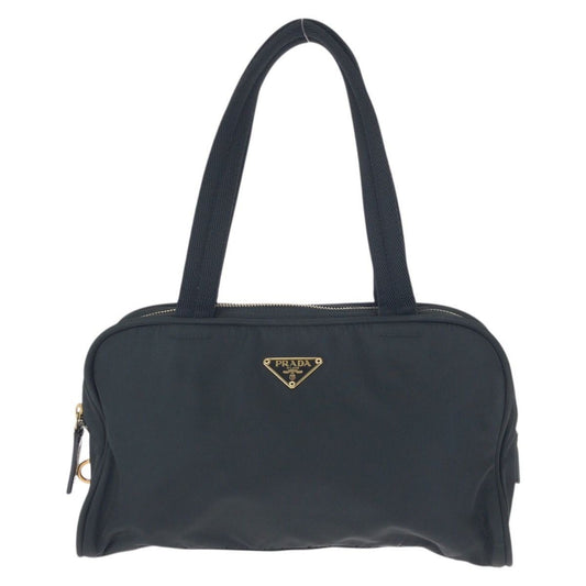 Prada Tessuto Black Gold Nylon Tote Mini Boston Bag