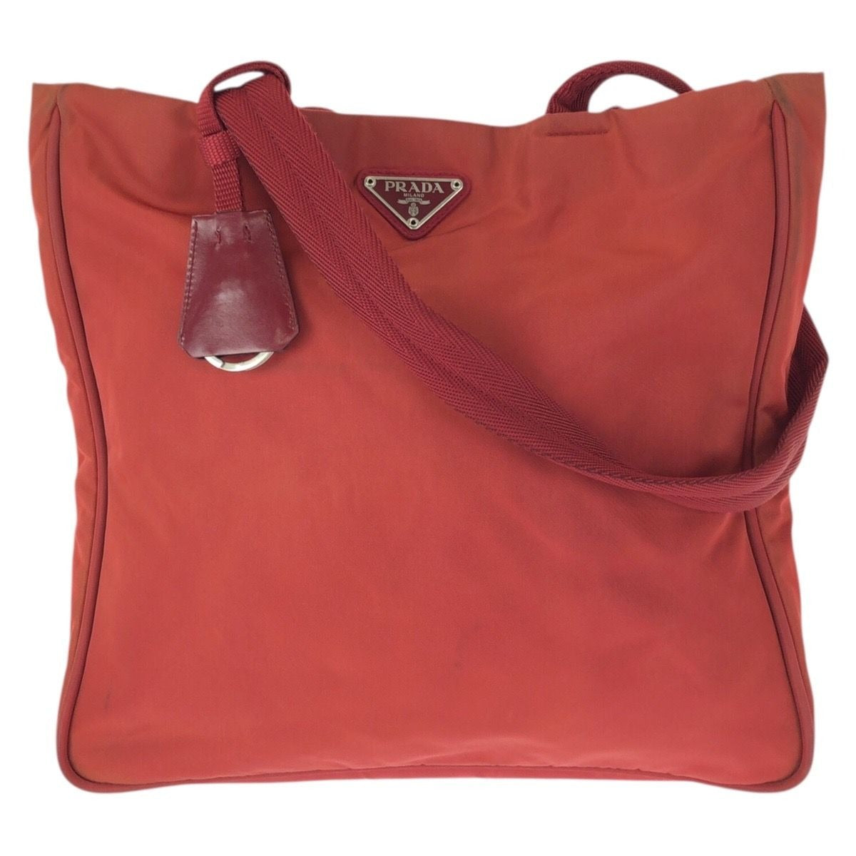 Prada Tessuto Red Silver Nylon Tote