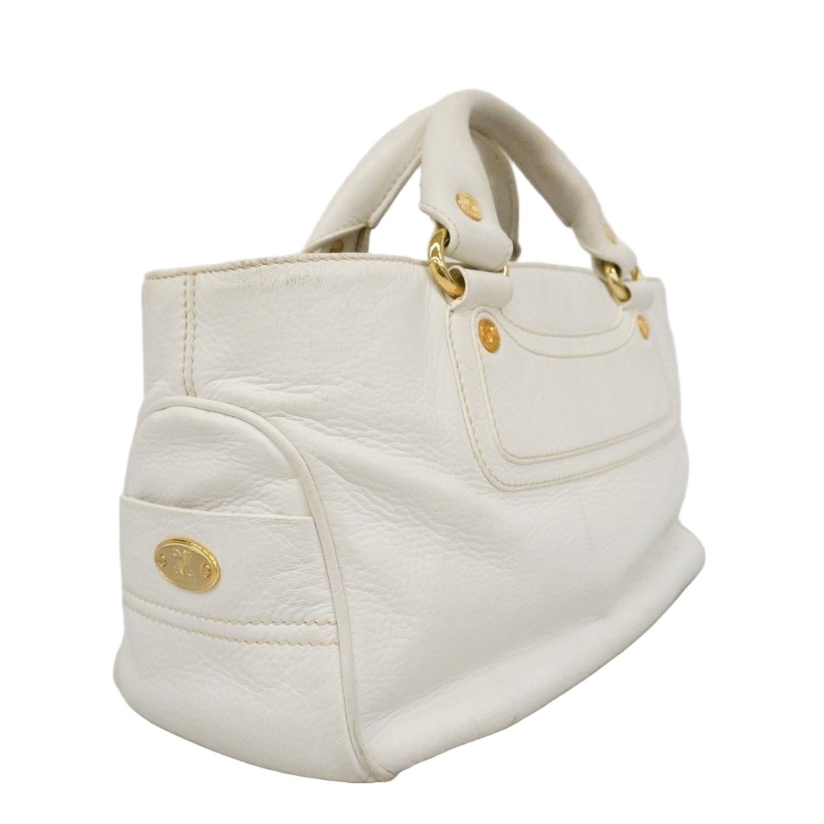 Celine Handbag Boogie Bag Leather White Gold — view 2