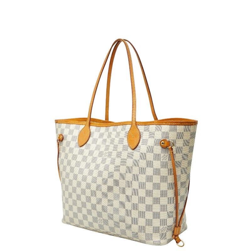Louis Vuitton Damier Azure Neverfull MM Tote Bag One Shoulder Bag N51107 White