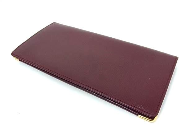 Cartier Must Line Leather Bifold Long Wallet Men's Bordeaux Fj2938