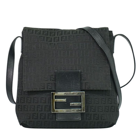 Fendi Zucchino Shoulder Bag Pochette Canvas Black 8 Bt127