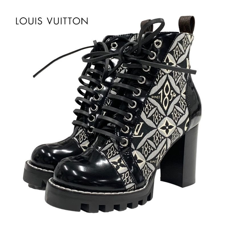 Louis Vuitton Star Trail Line Boots Short Shoes Leather Canvas Black