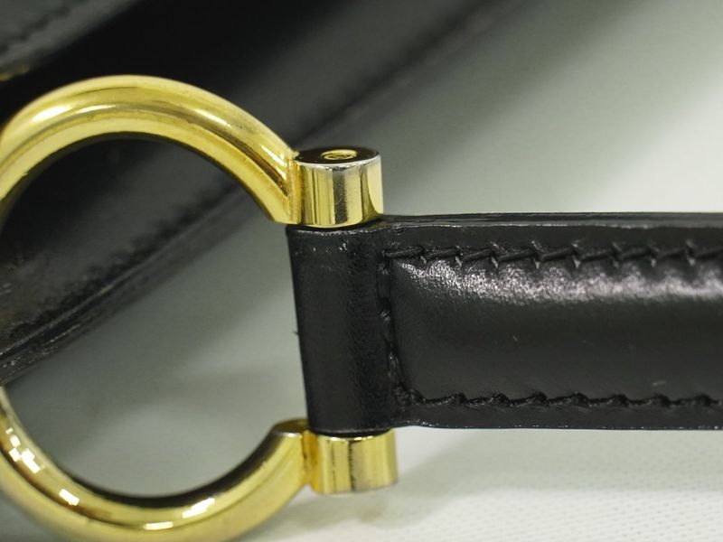 Authentic Celine Leather Handbag Black Bag Pre-owned [follow-up Discount