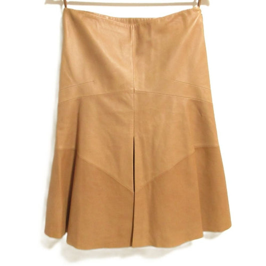 Loewe Front Slit Leather Skirt Brown