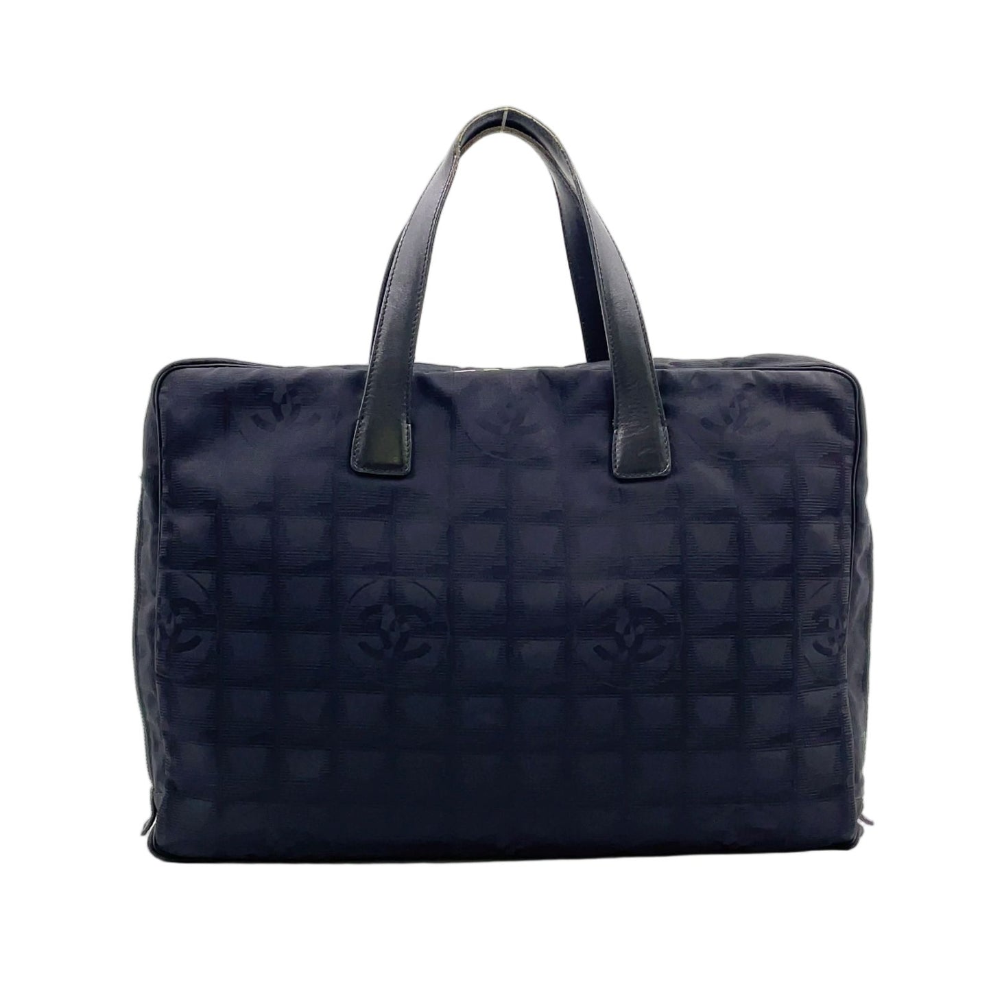Chanel New Travel Line Briefcase Leather Nylon Black Business Gold