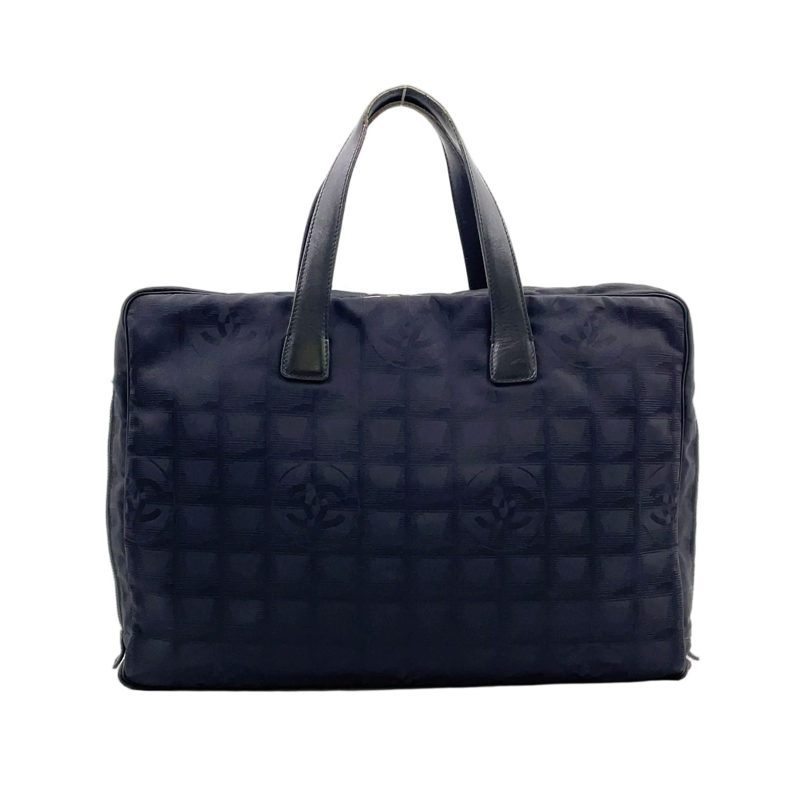 Chanel New Travel Line Briefcase Leather Nylon Black Business Gold