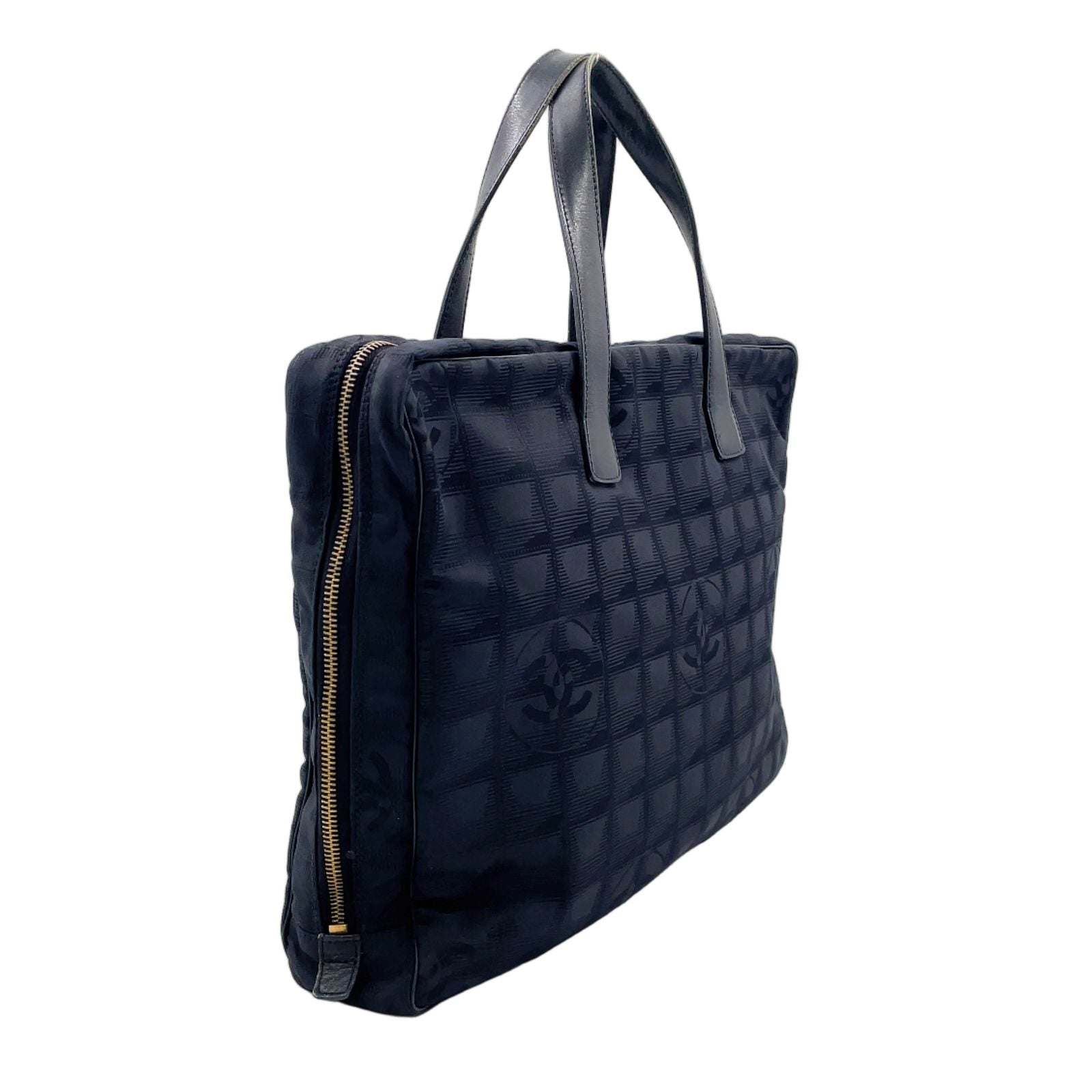 Chanel New Travel Line Briefcase Leather Nylon Black Business Gold — view 2