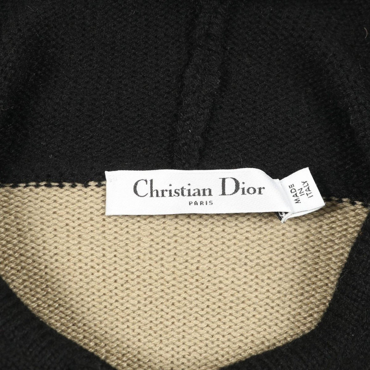 Dior Hoodie Knit Cashmere Beige Black — view 3
