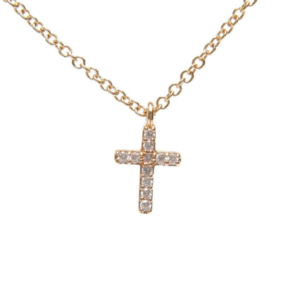 Tiffany & Co. Necklace Metro Cross Mini Diamond 18K