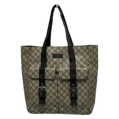 Gucci GG Plus GG Supreme 141196 Ivory And Dark Brown Leather