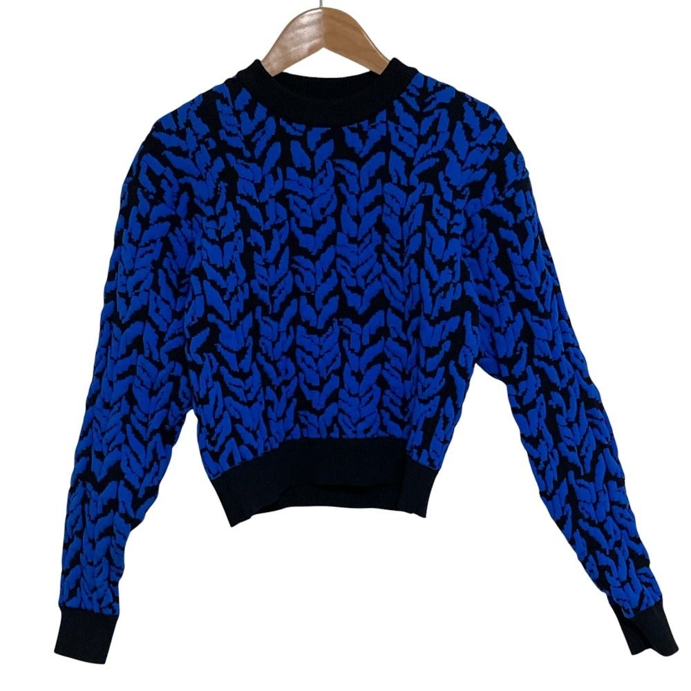 Balenciaga Alexander Wang Era Jacquard Short Sweater 36 Black Blue