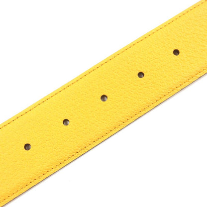  Gucci Memorable Buckle 709954 G Logo Buckle Bicolor Leather Belt Yellow Blue
