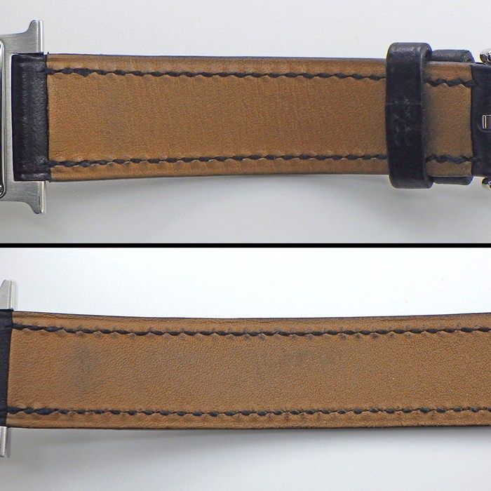 Hermes Watch H Watch Dubretour Hh1210 Square Silver Vague Guilloche Dial SS