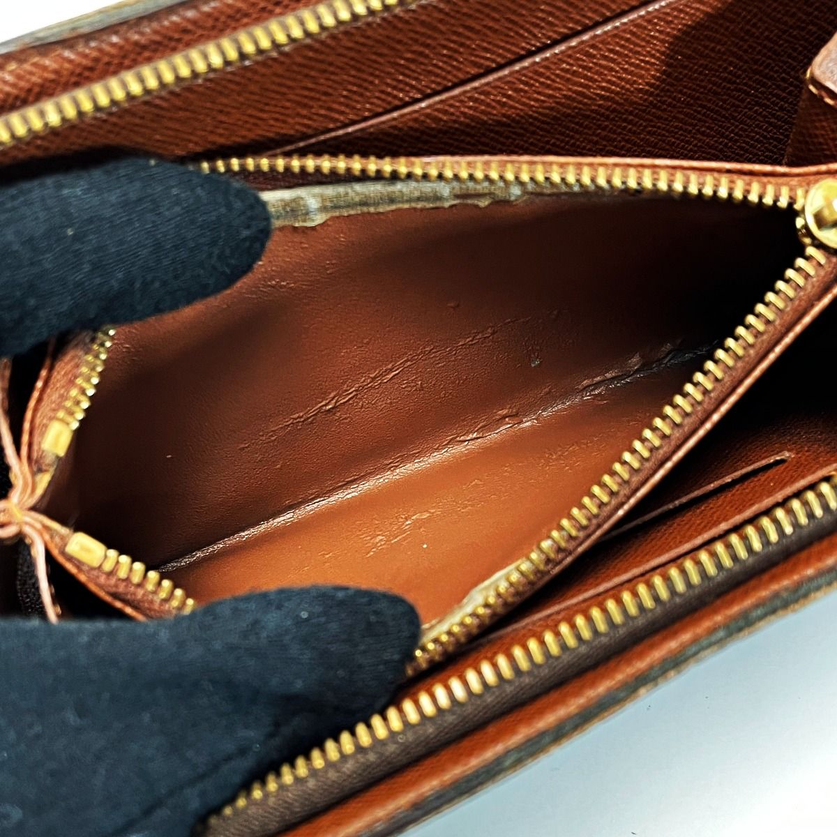 Louis Vuitton Monogram Porto Monet Zip M61727 Brown Long Wallet Ladies Gold