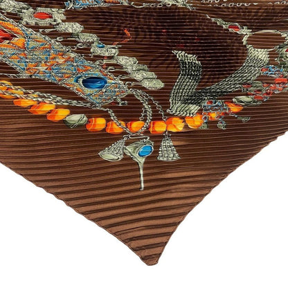Hermes Silk Scarf Terres Precieuses Precious Places Brown — view 5