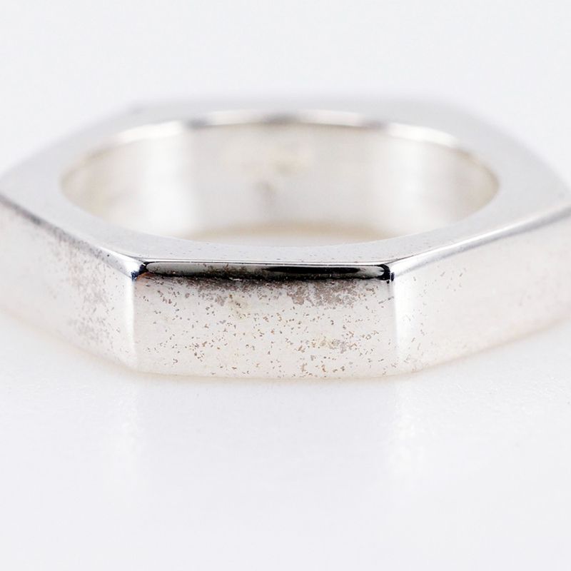 Gucci Nut Hexagon Silver 925 Size 9.5 Ladies 8.0g Ring