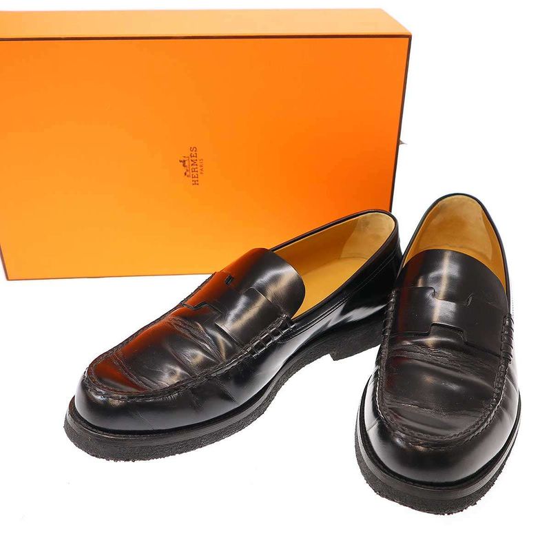 Hermes Moccasin Valmy Loafer Shoes 192455zh Black 42