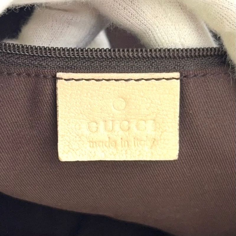 Gucci Abby GG Canvas Tote Bag Leather X Canvas Brown Shoulder Bag Gold 130736