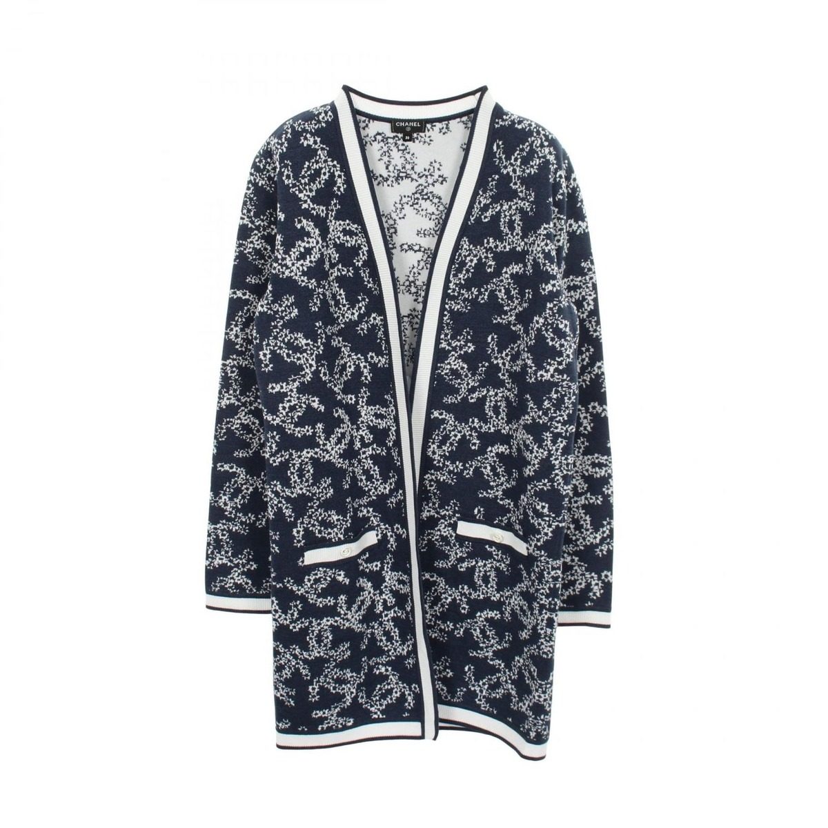 Chanel Cardigan CC Logo Long Cotton