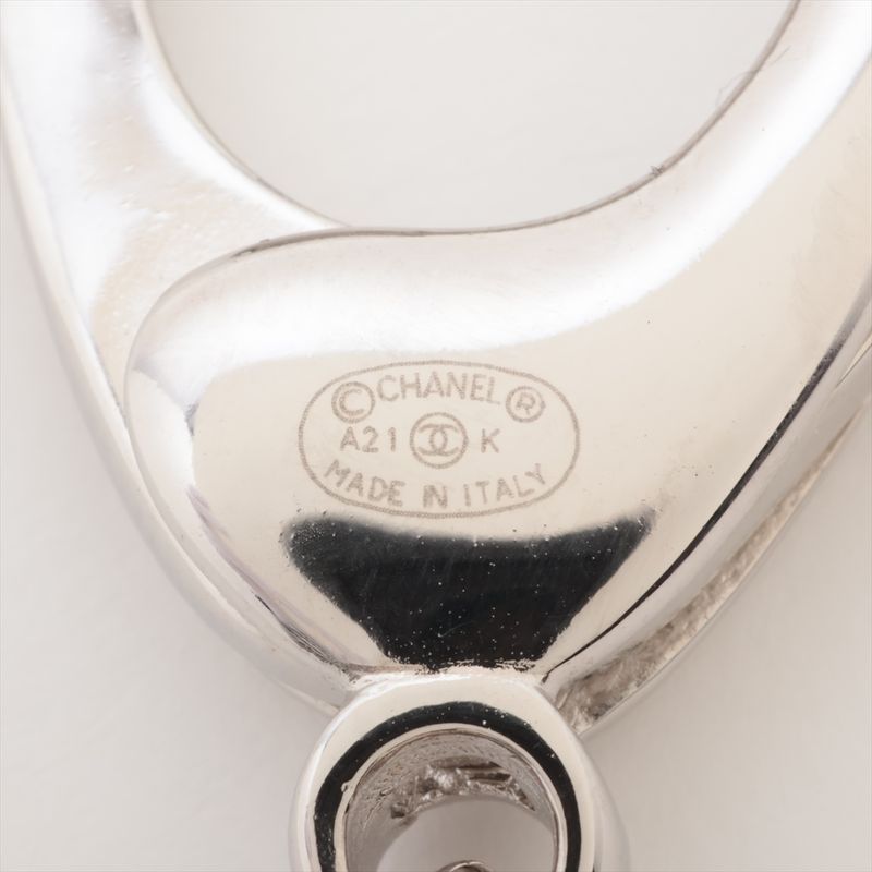 Chanel CC Logo Charm Line Stone Silver Mirror Key Holder Chain Ball