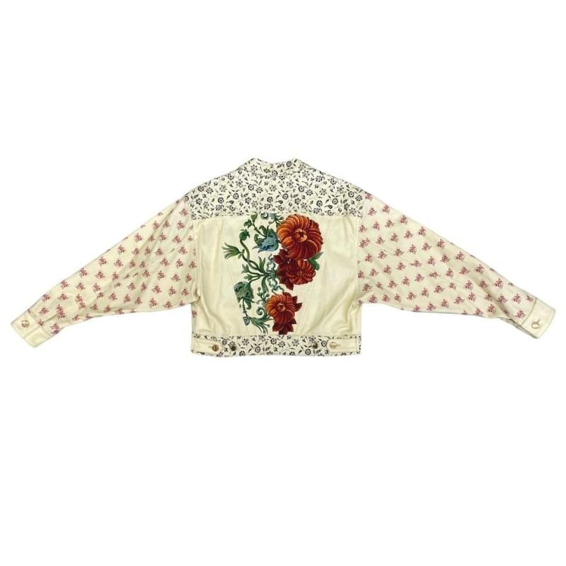 Louis Vuitton Denim Jacket Flja37fx0 Size 34 Yellow Flower Rw212w Fx0 Flja37