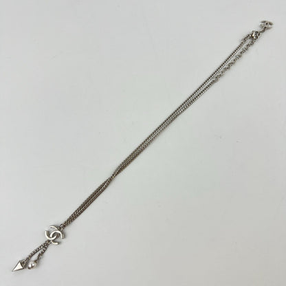 Chanel CC Logo Necklace Silver Vintage — view 2