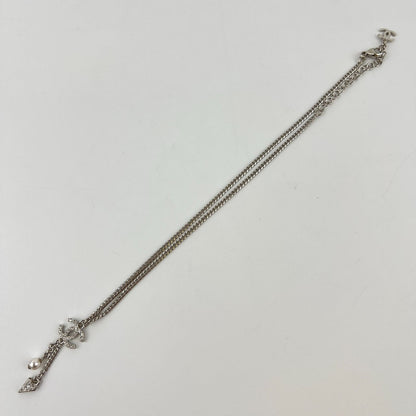 Chanel CC Logo Necklace Silver Vintage — view 3