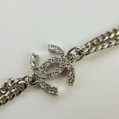 Chanel CC Logo Necklace Silver Vintage — view 5