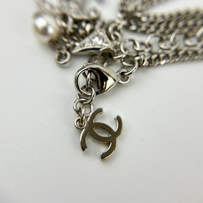 Chanel CC Logo Necklace Silver Vintage — view 8